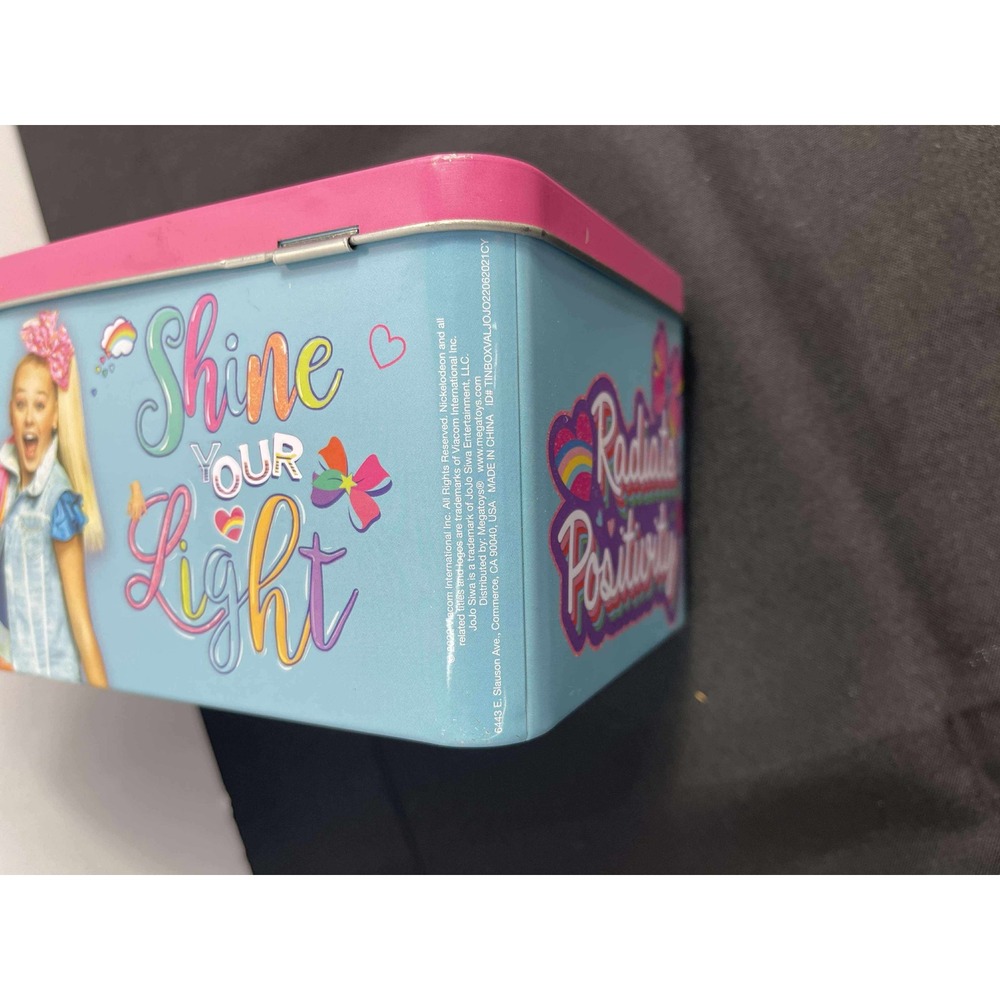 JoJo Siwa Tin Box Storage Container Pink Blue‎ Be You Shine Your Light - Picture 8 of 11
